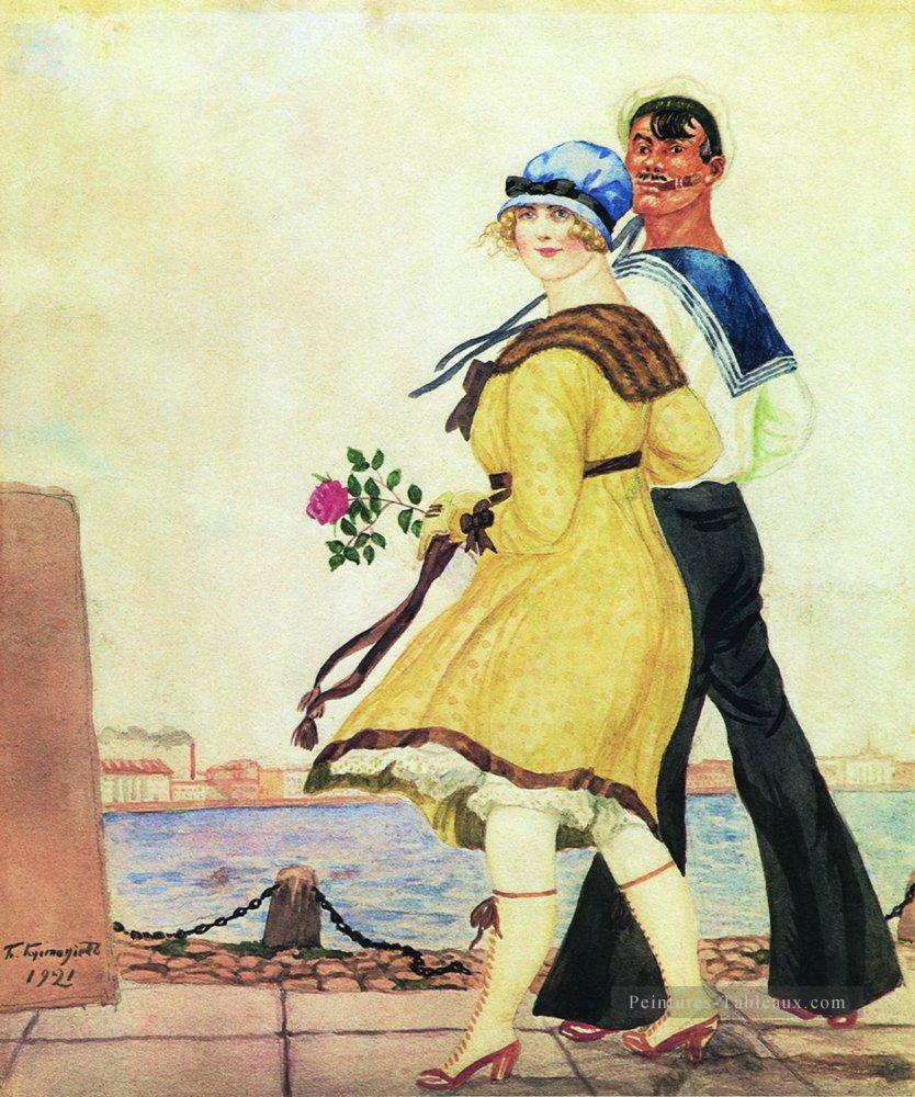 marin et sa fille 1921 Boris Mikhailovich Kustodiev Peintures à l'huile